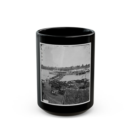 Port Royal, Va. Transports Being Loaded From A Pontoon Bridge During The Evacuation (U.S. Civil War) Black Coffee Mug
