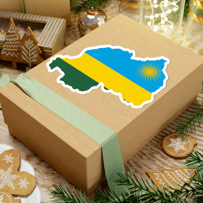Flag map of Rwanda (Rwanda) STICKER Vinyl Kiss-Cut Decal