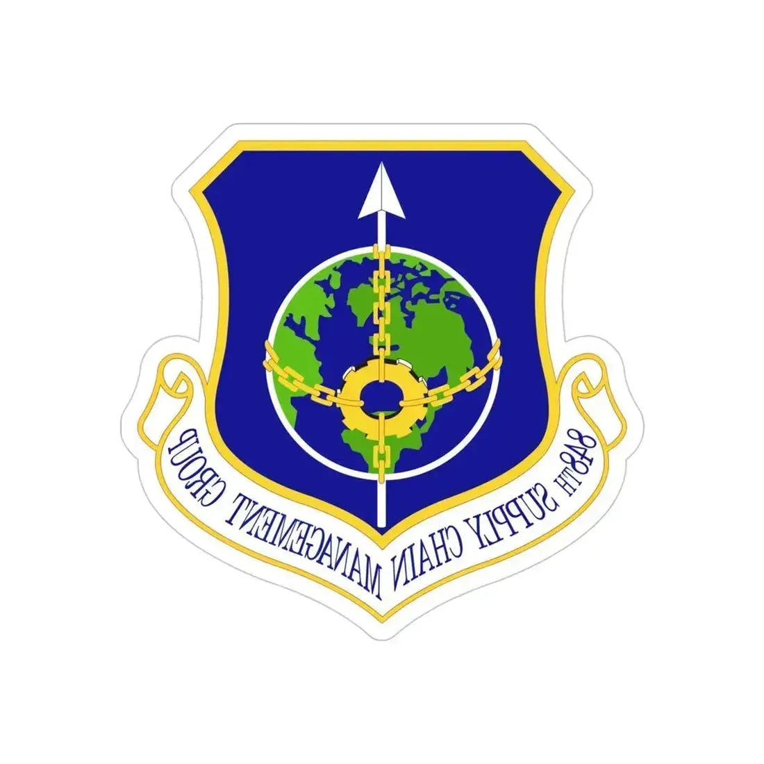 848 Supply Chain Management Group AFMC (U.S. Air Force) REVERSE PRINT Transparent Die-Cut STICKER 4 Inch Die-Cut Transparent - The Sticker Space