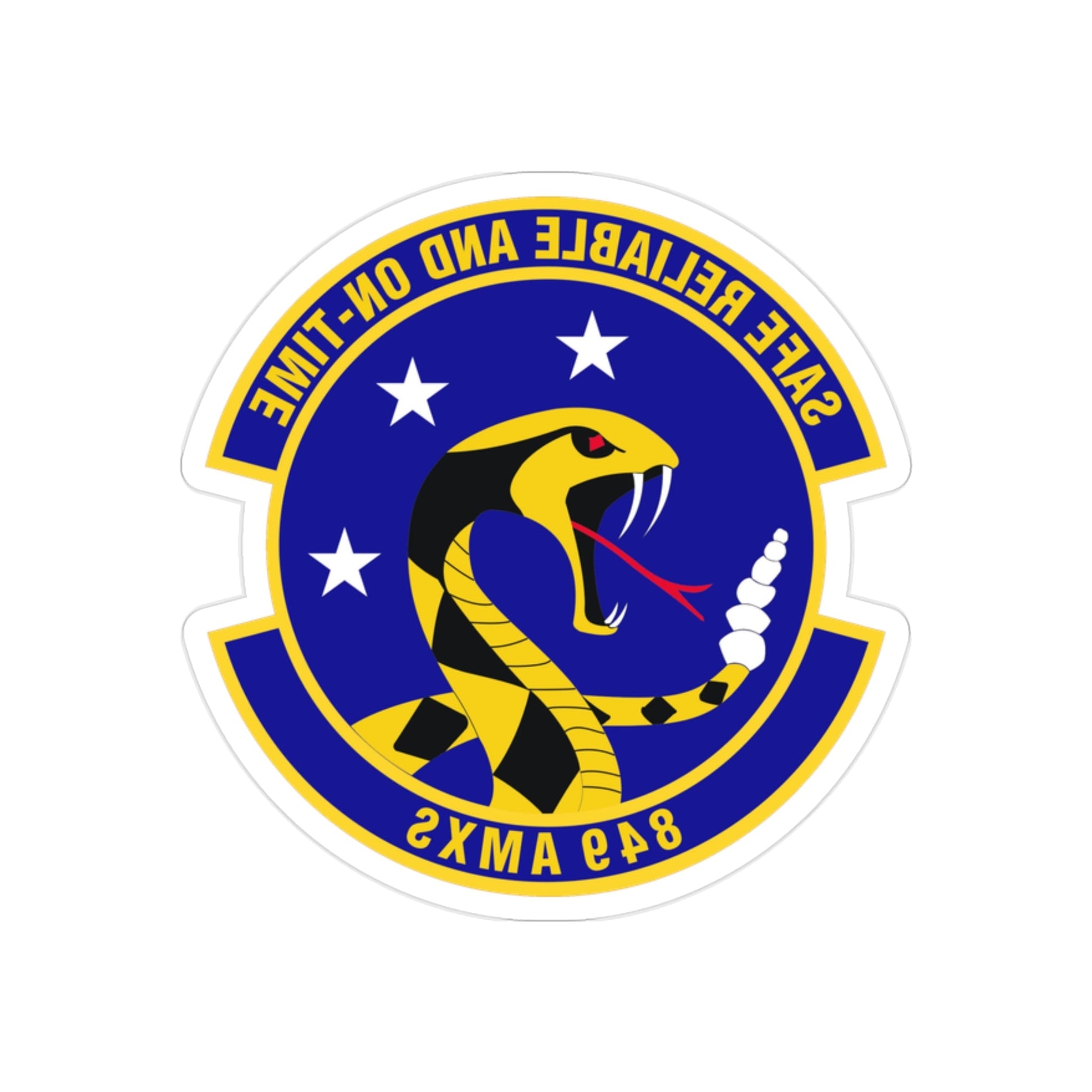 849 Aircraft Maintenance SquadronACC (U.S. Air Force) REVERSE PRINT Transparent STICKER-2" × 2"-The Sticker Space