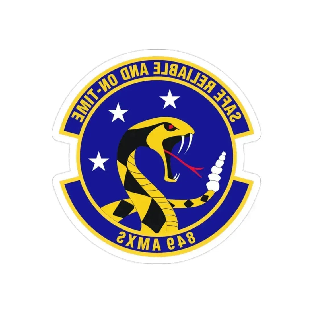 849 Aircraft Maintenance SquadronACC (U.S. Air Force) REVERSE PRINT Transparent Die-Cut STICKER 2 Inch Die-Cut Transparent - The Sticker Space