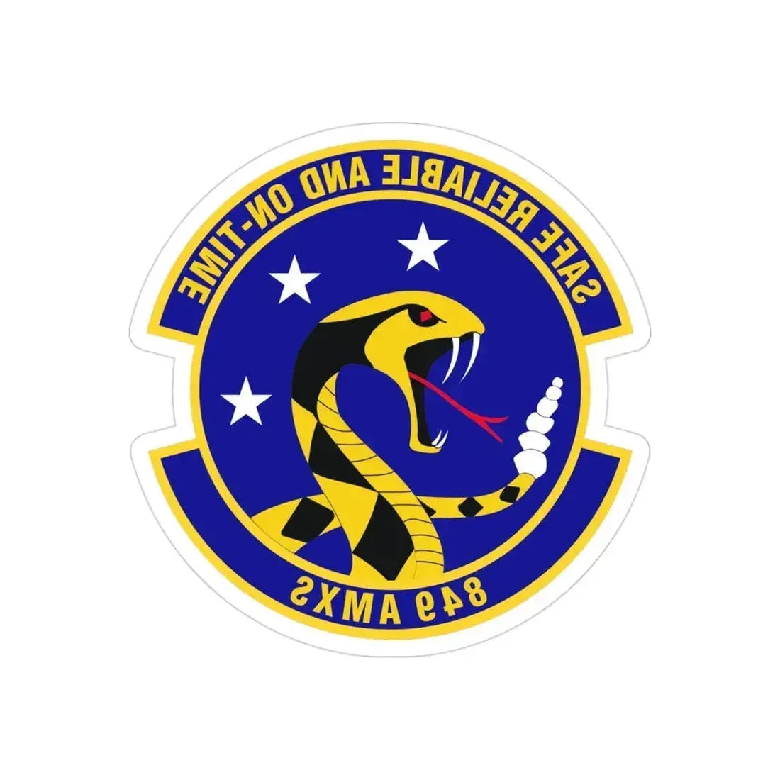 849 Aircraft Maintenance SquadronACC (U.S. Air Force) REVERSE PRINT Transparent Die-Cut STICKER 3 Inch Die-Cut Transparent - The Sticker Space