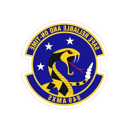 849 Aircraft Maintenance SquadronACC (U.S. Air Force) REVERSE PRINT Transparent Die-Cut STICKER 3 Inch Die-Cut Transparent - The Sticker Space