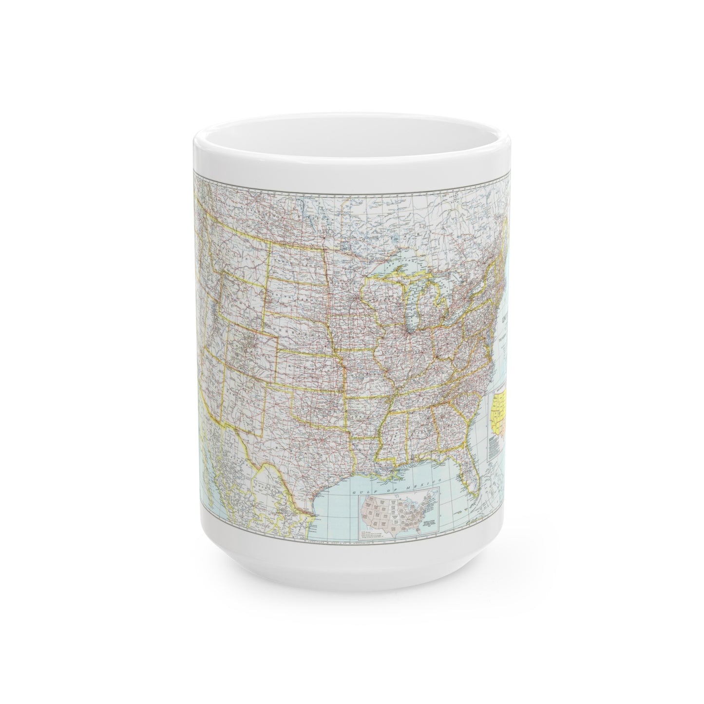 USA - The United States (1940) (Map) White Coffee Mug-15oz-The Sticker Space