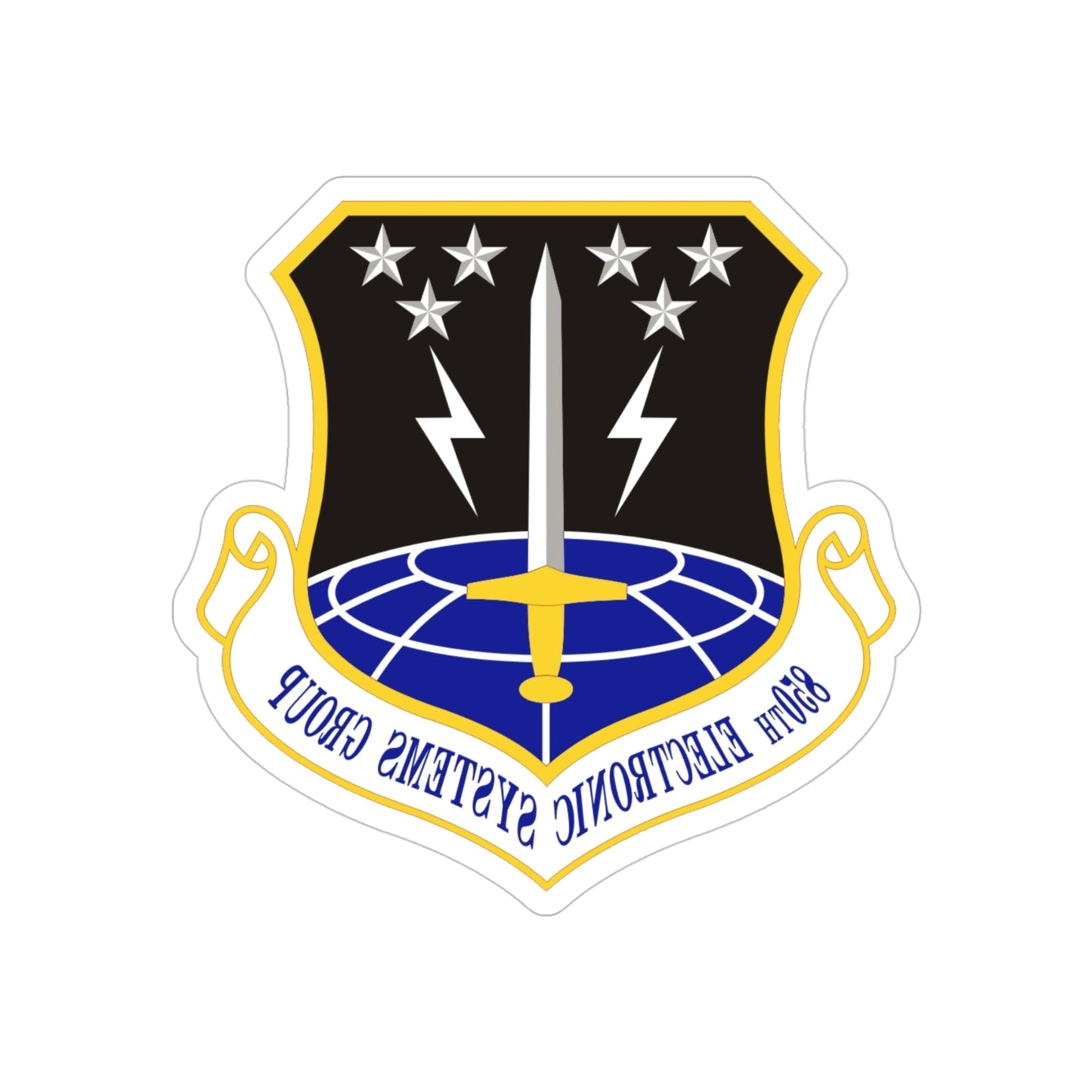 850th Electronic Systems Group (U.S. Air Force) REVERSE PRINT Transparent STICKER-4" × 4"-The Sticker Space