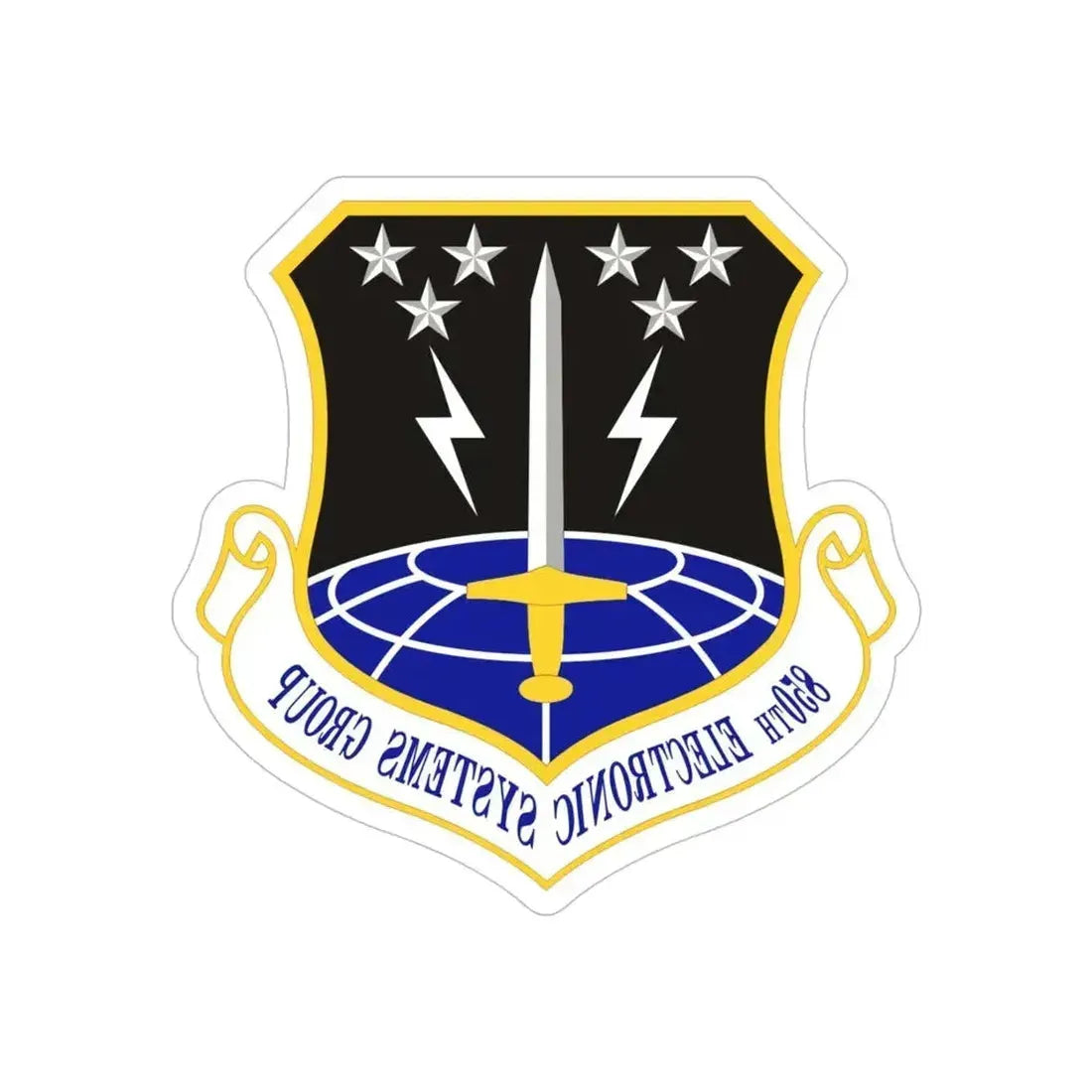 850th Electronic Systems Group (U.S. Air Force) REVERSE PRINT Transparent Die-Cut STICKER 5 Inch Die-Cut Transparent - The Sticker Space