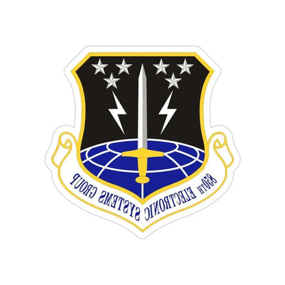 850th Electronic Systems Group (U.S. Air Force) REVERSE PRINT Transparent Die-Cut STICKER 5 Inch Die-Cut Transparent - The Sticker Space