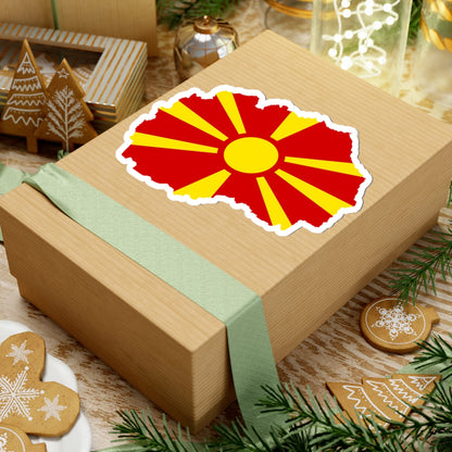 Flag map of North Macedonia (North Macedonia) STICKER Vinyl Kiss-Cut Decal