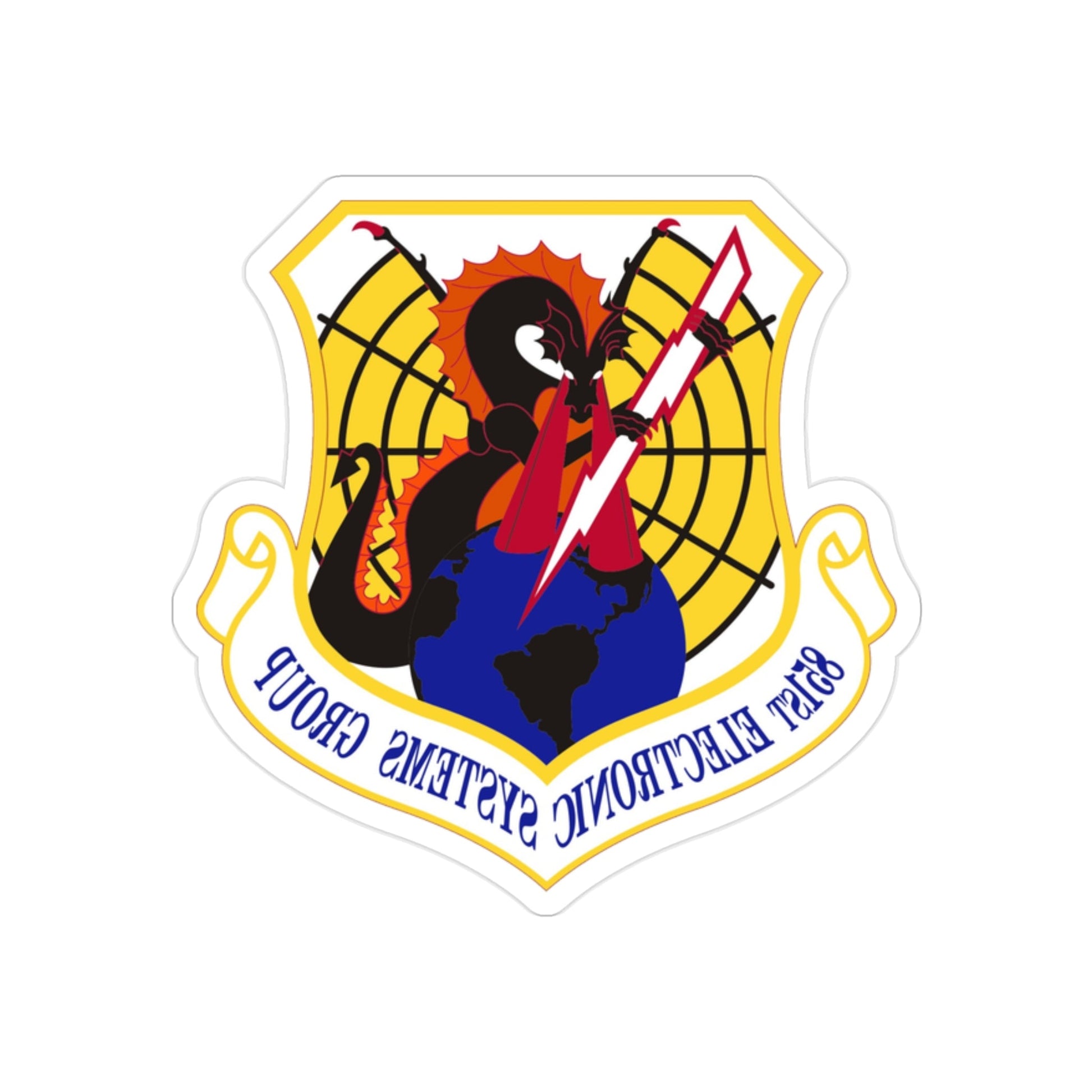 851st Electronic Systems Group (U.S. Air Force) REVERSE PRINT Transparent STICKER-2" × 2"-The Sticker Space