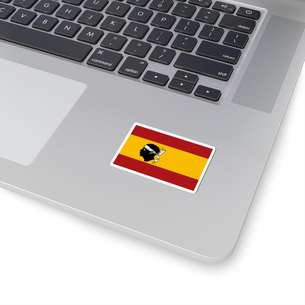 Flag of Spain with a Moors head in the center (Spain) STICKER Vinyl Kiss-Cut Decal