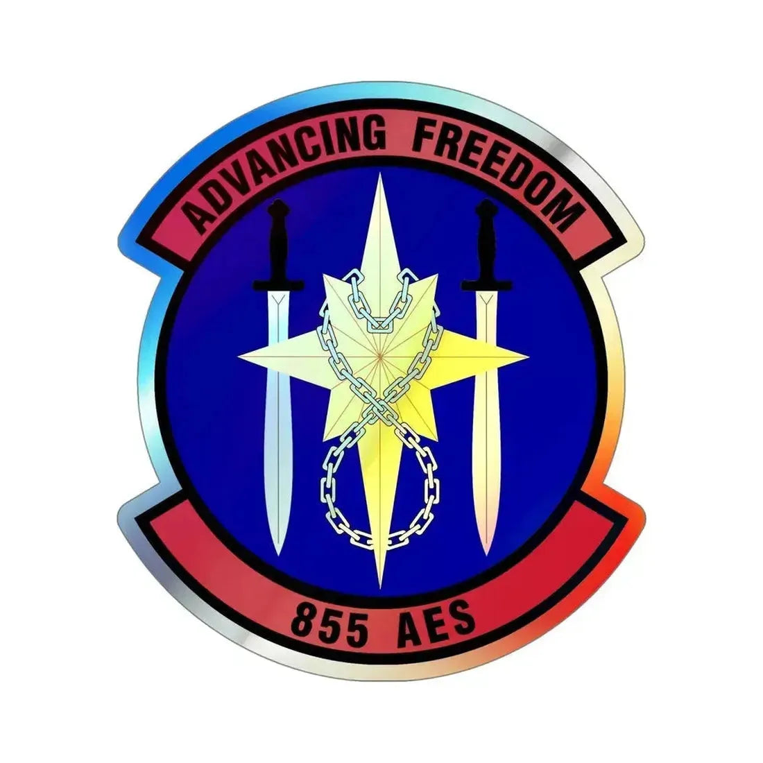 855th Air Expeditionary Squadron (U.S. Air Force) Holographic STICKER Die-Cut Vinyl Decal 5 Inch Holographic - The Sticker Space