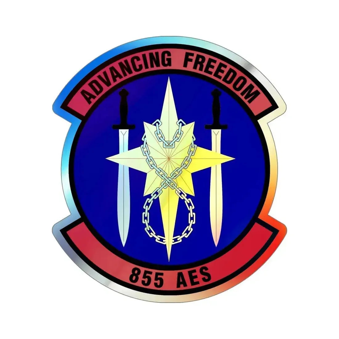 855th Air Expeditionary Squadron (U.S. Air Force) Holographic STICKER Die-Cut Vinyl Decal 5 Inch Holographic - The Sticker Space