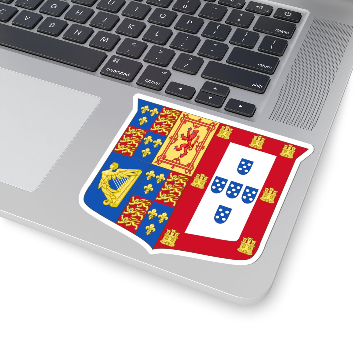 Arms of Catherine of Braganza (Portugal) (Coat of Arms) STICKER Vinyl Kiss-Cut Decal