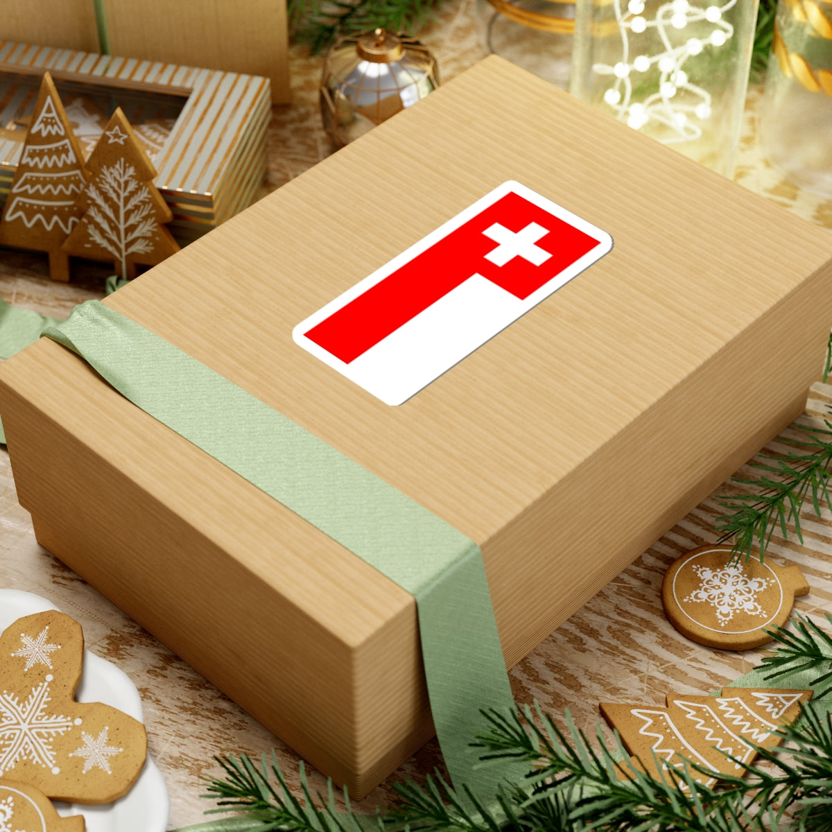 Vertical flag of Switzerland (Switzerland) STICKER Vinyl Kiss-Cut Decal