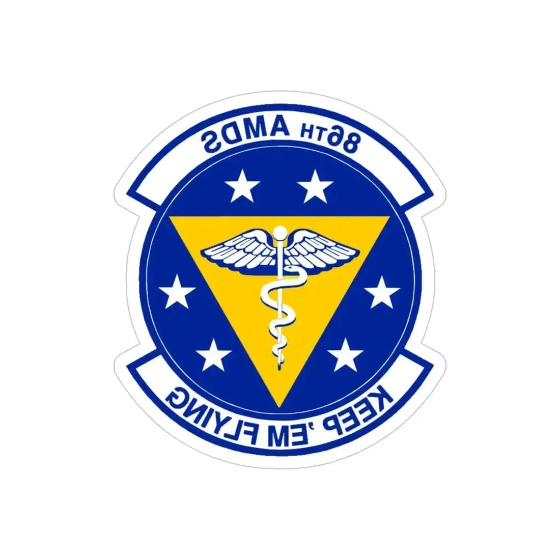 86 Aerospace Medicine Squadron USAFE (U.S. Air Force) REVERSE PRINT Transparent Die-Cut STICKER 4 Inch Die-Cut Transparent - The Sticker Space