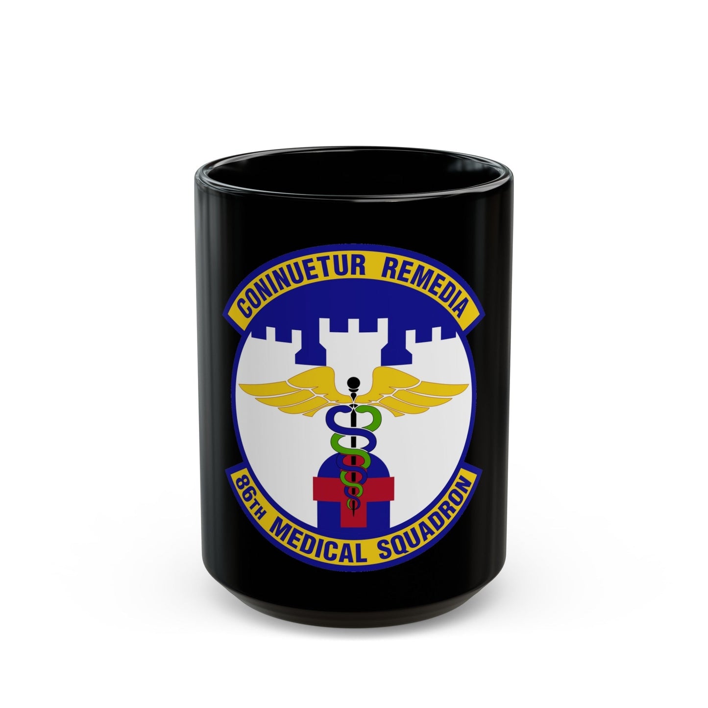 86 Medical Squadron USAFE (U.S. Air Force) Black Coffee Mug-15oz-The Sticker Space