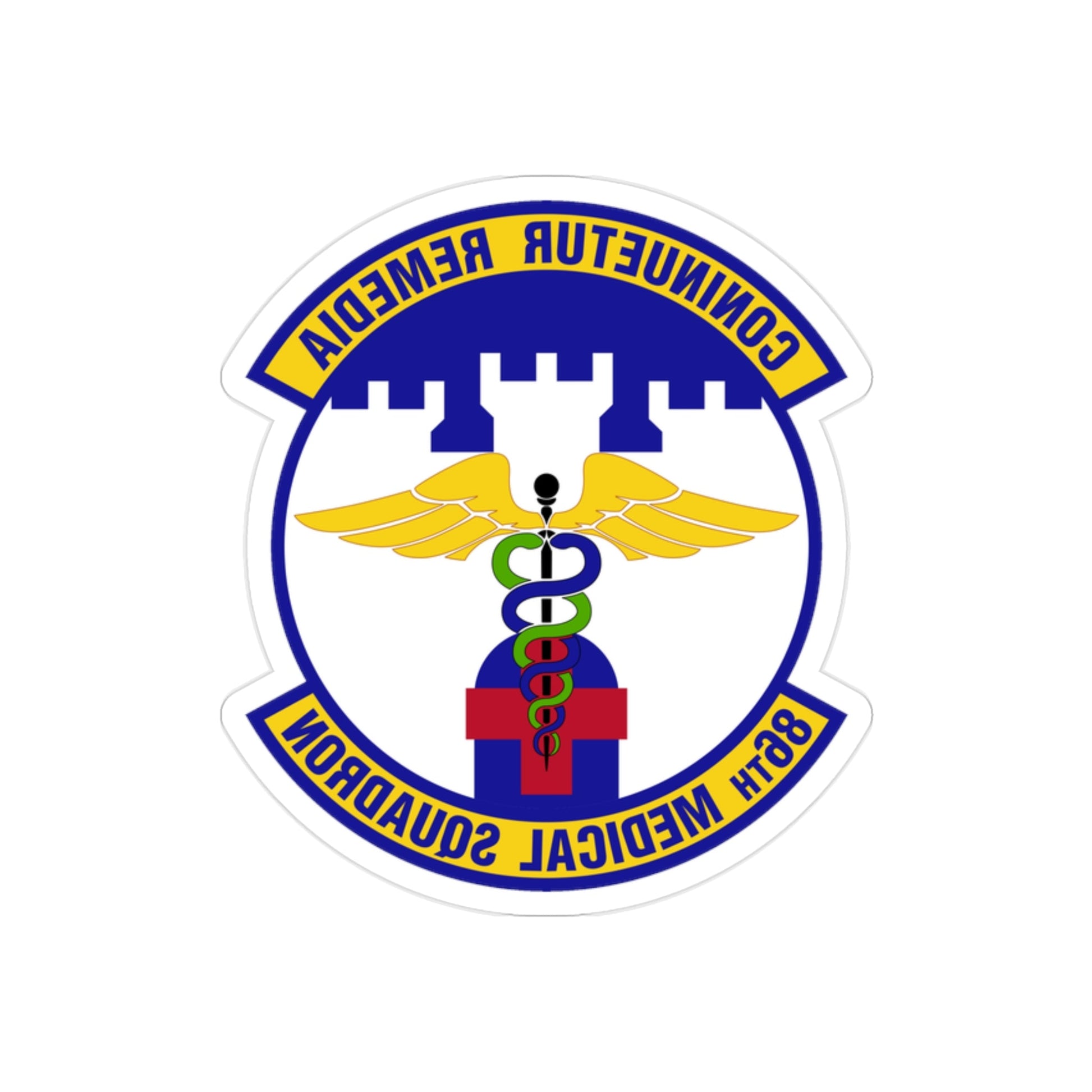 86 Medical Squadron USAFE (U.S. Air Force) REVERSE PRINT Transparent STICKER-2" × 2"-The Sticker Space