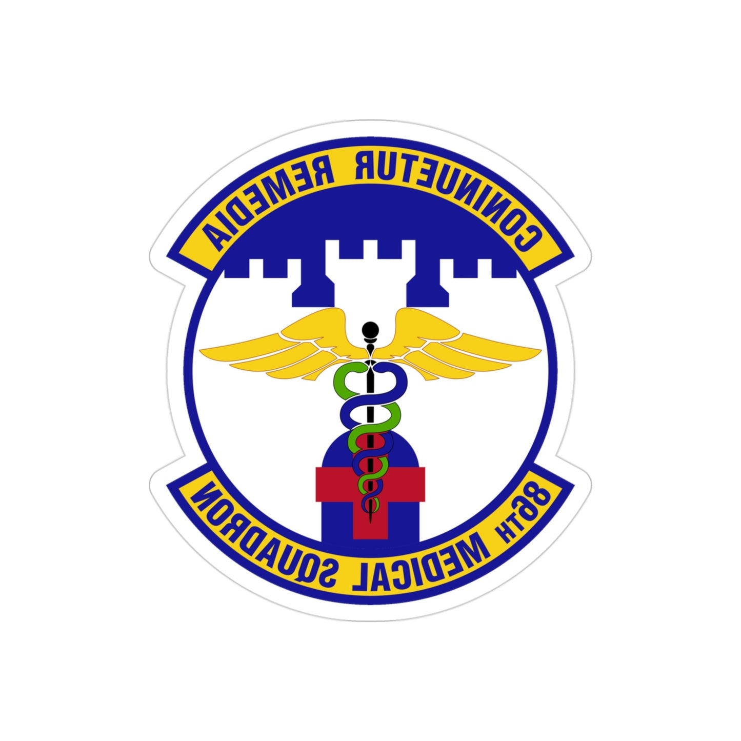 86 Medical Squadron USAFE (U.S. Air Force) REVERSE PRINT Transparent STICKER-3" × 3"-The Sticker Space