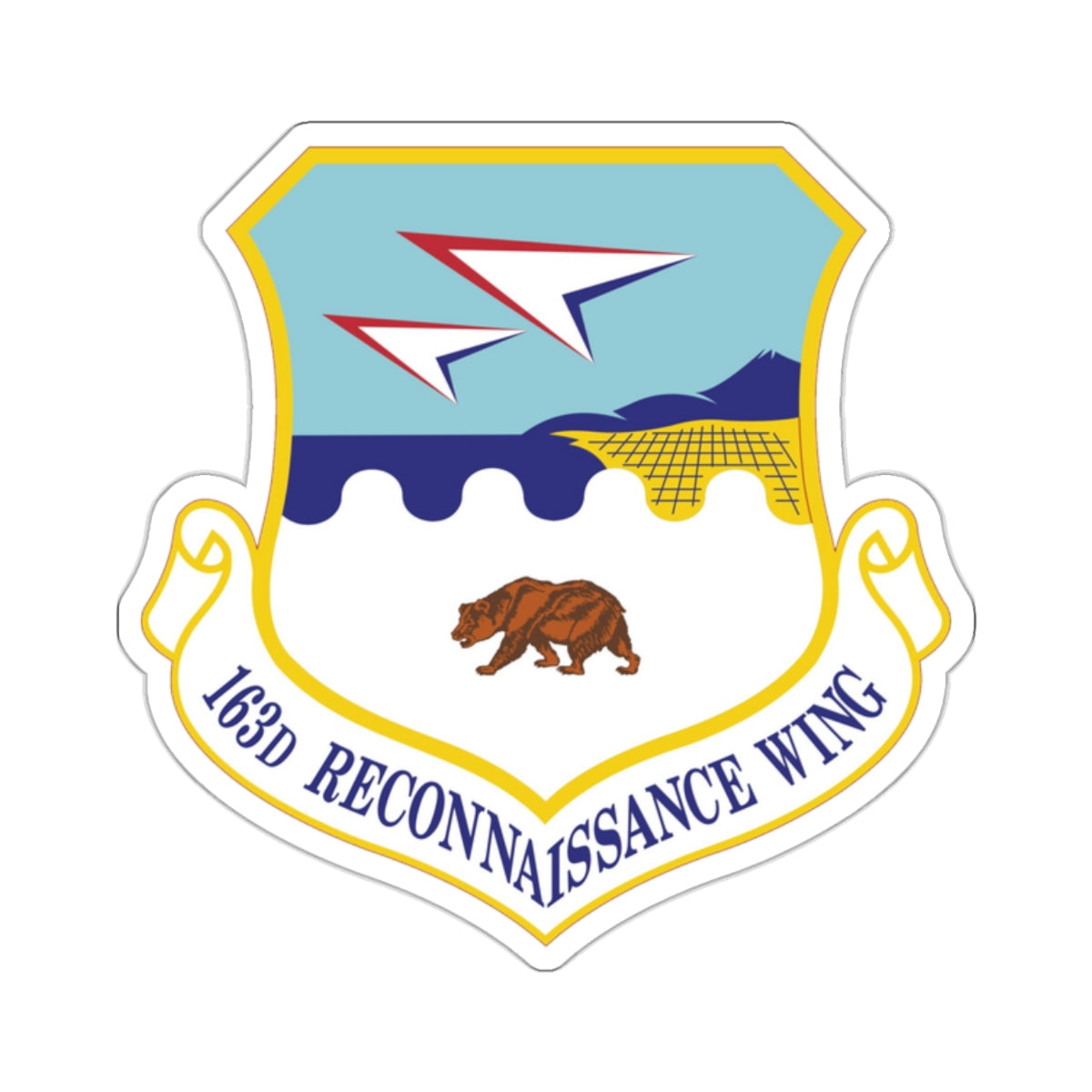 163d Reconnaissance Wing (U.S. Air Force) STICKER Vinyl Kiss-Cut Decal-2" × 2"-White-The Sticker Space