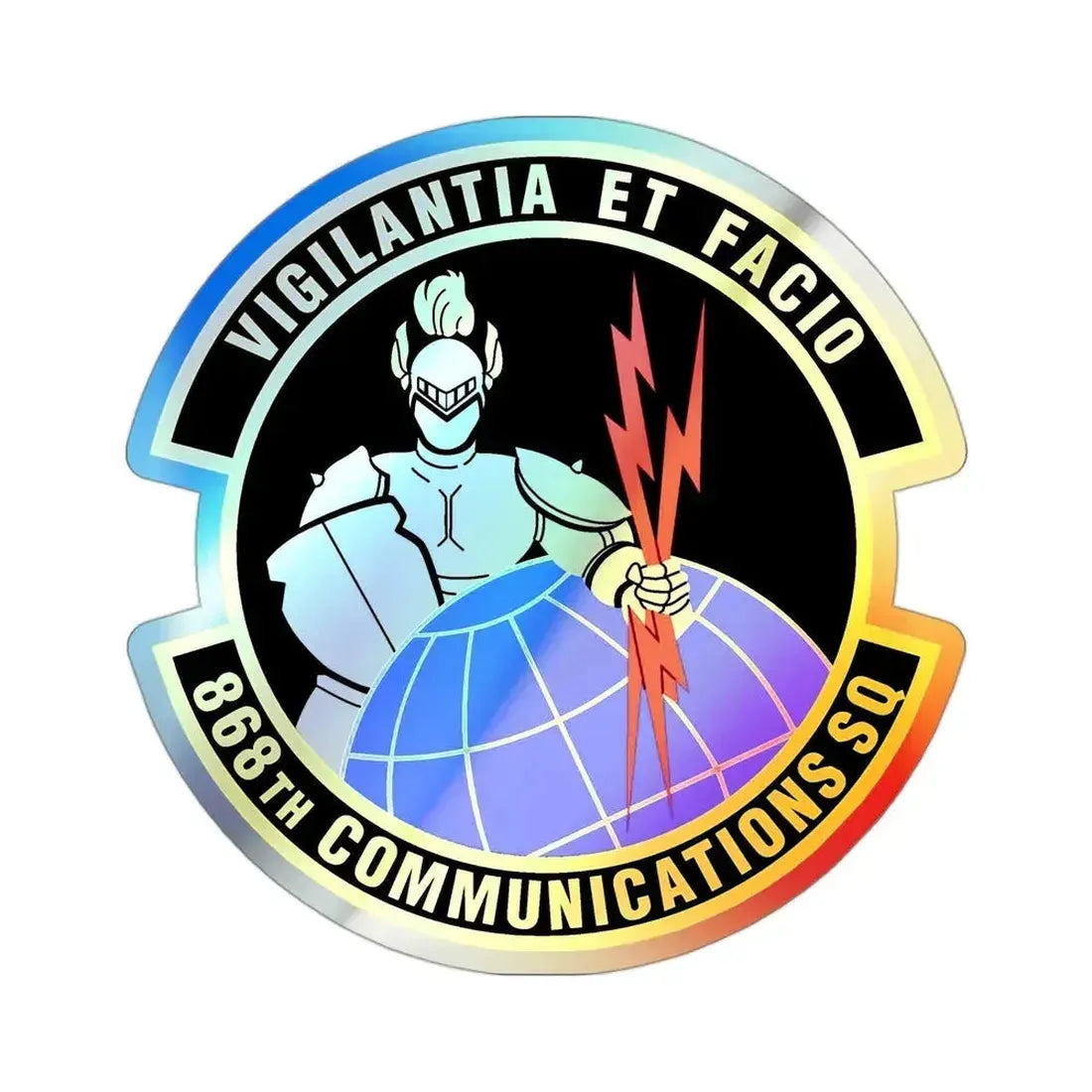 868th Communications Squadron (U.S. Air Force) Holographic STICKER Die-Cut Vinyl Decal 3 Inch Holographic - The Sticker Space