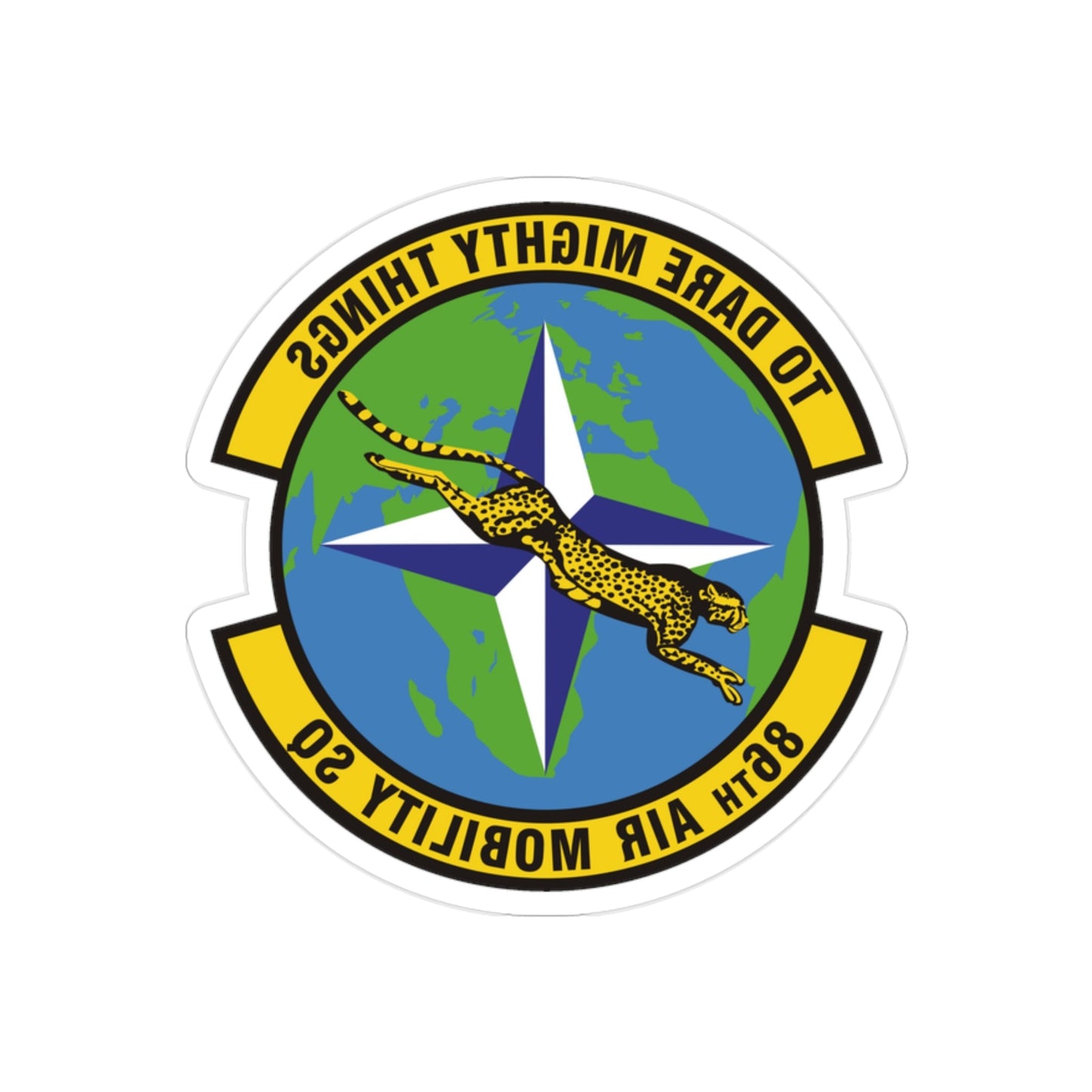 86th Air Mobility Squadron (U.S. Air Force) REVERSE PRINT Transparent STICKER-2" × 2"-The Sticker Space