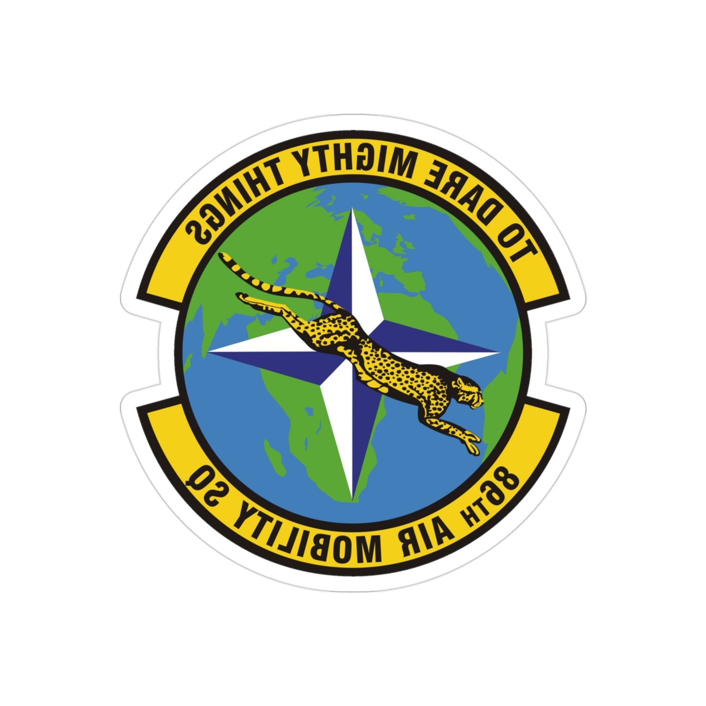 86th Air Mobility Squadron (U.S. Air Force) REVERSE PRINT Transparent STICKER-3" × 3"-The Sticker Space