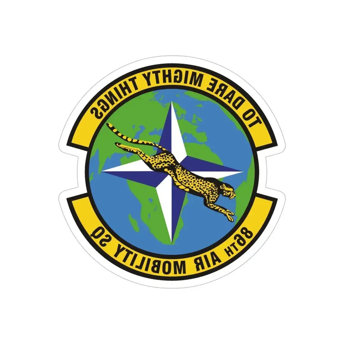 86th Air Mobility Squadron (U.S. Air Force) REVERSE PRINT Transparent Die-Cut STICKER 5 Inch Die-Cut Transparent - The Sticker Space