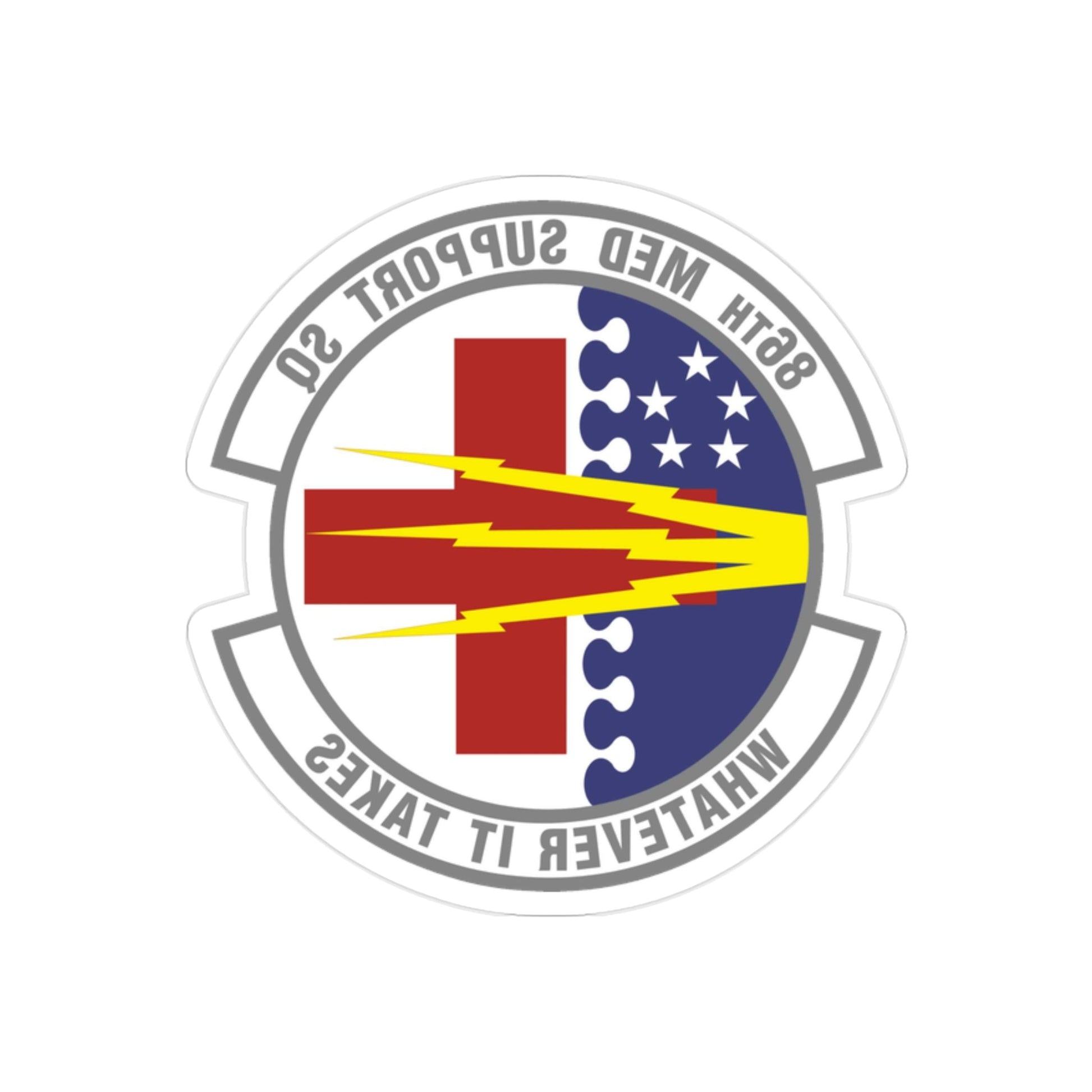 86th Medical Support Squadron (U.S. Air Force) REVERSE PRINT Transparent STICKER-2" × 2"-The Sticker Space