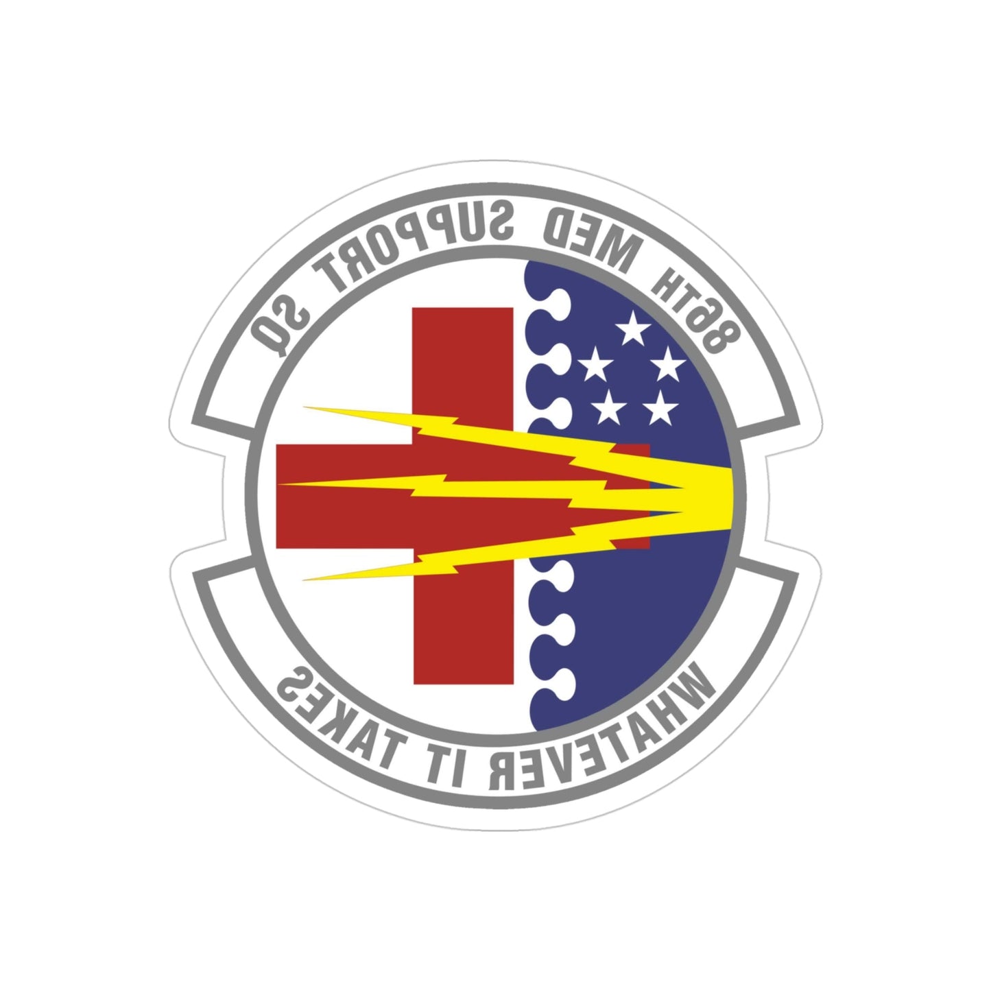 86th Medical Support Squadron (U.S. Air Force) REVERSE PRINT Transparent STICKER-4" × 4"-The Sticker Space