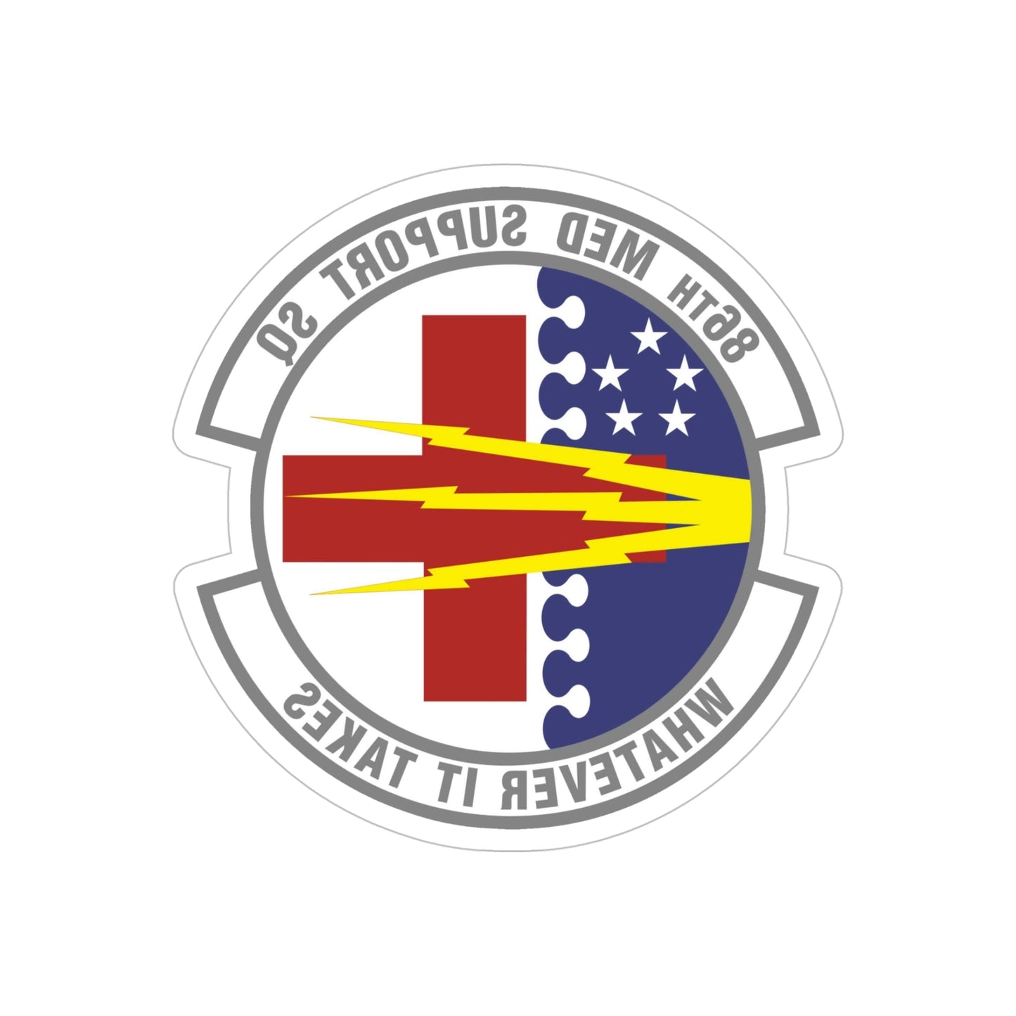 86th Medical Support Squadron (U.S. Air Force) REVERSE PRINT Transparent STICKER-5" × 5"-The Sticker Space