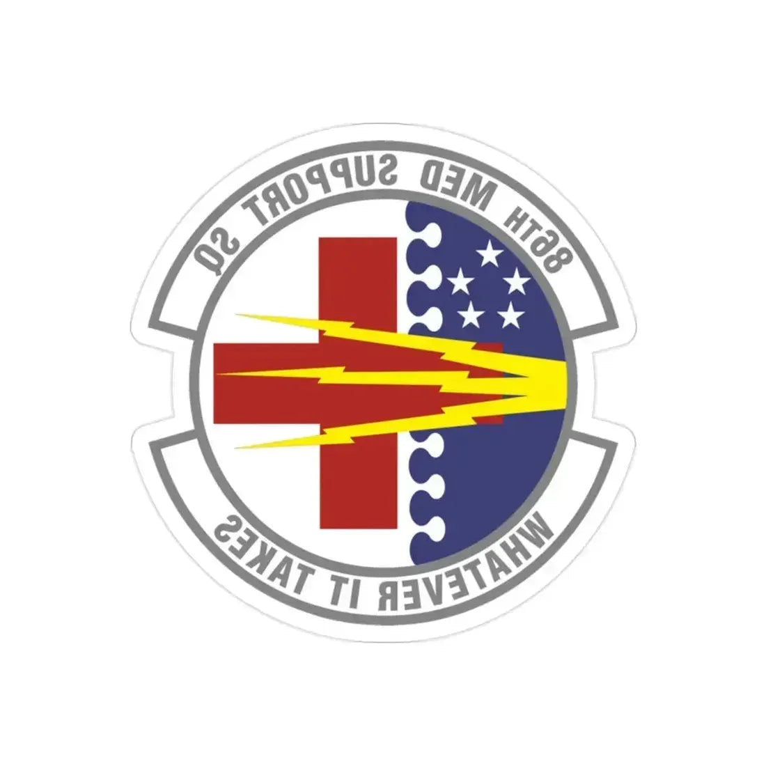 86th Medical Support Squadron (U.S. Air Force) REVERSE PRINT Transparent Die-Cut STICKER 2 Inch Die-Cut Transparent - The Sticker Space
