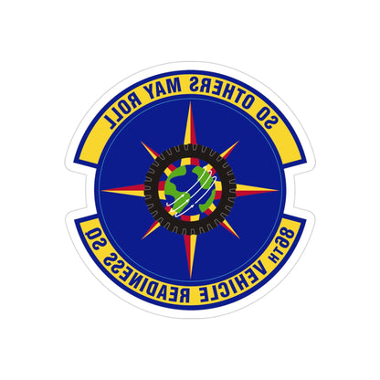 86th Vehicle Readiness Squadron (U.S. Air Force) REVERSE PRINT Transparent STICKER-3" × 3"-The Sticker Space