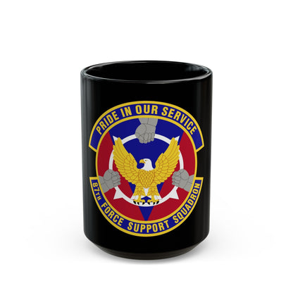 87 Force Support Squadron AMC (U.S. Air Force) Black Coffee Mug-15oz-The Sticker Space