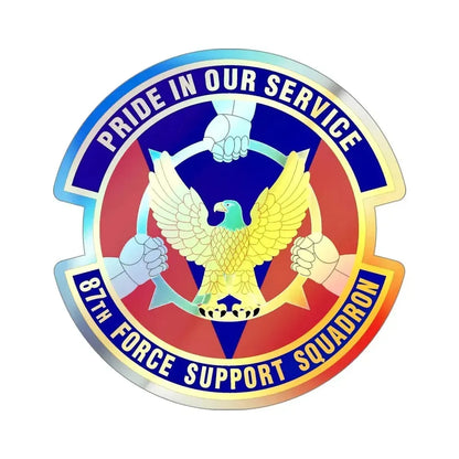 87 Force Support Squadron AMC (U.S. Air Force) Holographic STICKER Die-Cut Vinyl Decal 4 Inch Holographic - The Sticker Space