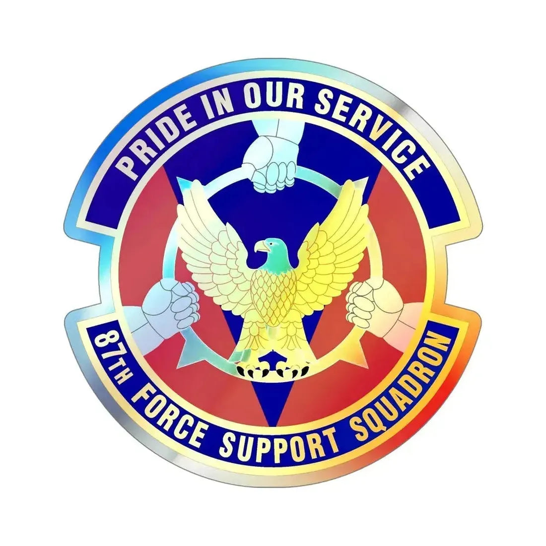 87 Force Support Squadron AMC (U.S. Air Force) Holographic STICKER Die-Cut Vinyl Decal 5 Inch Holographic - The Sticker Space