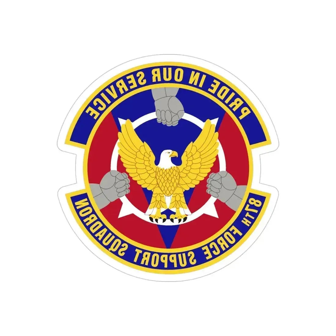 87 Force Support Squadron AMC (U.S. Air Force) REVERSE PRINT Transparent Die-Cut STICKER 4 Inch Die-Cut Transparent - The Sticker Space