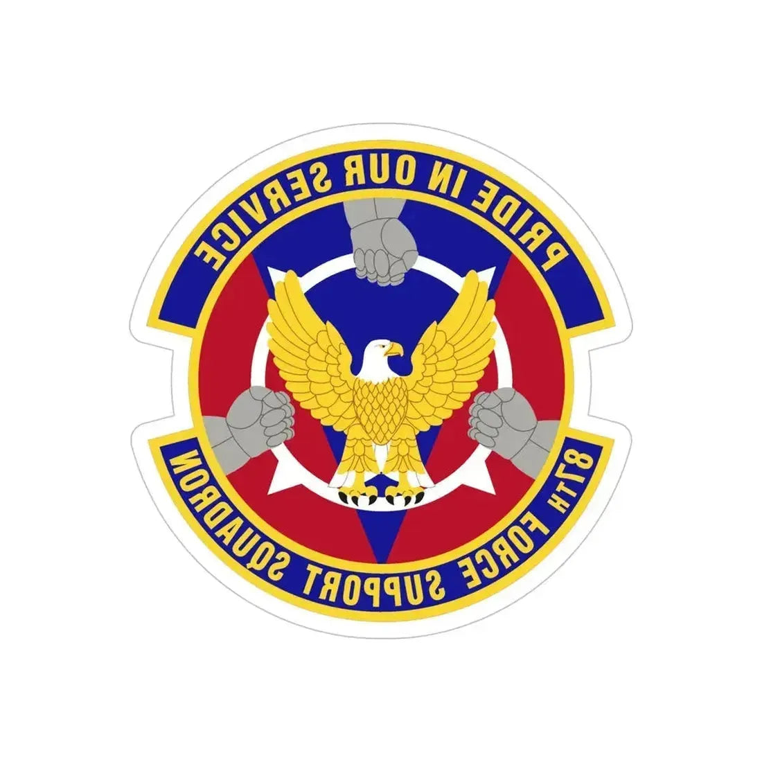 87 Force Support Squadron AMC (U.S. Air Force) REVERSE PRINT Transparent Die-Cut STICKER 5 Inch Die-Cut Transparent - The Sticker Space