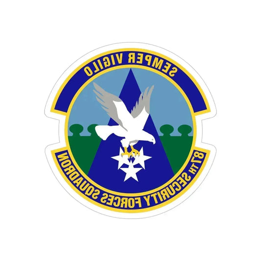 87 Security Forces Squadron AMC (U.S. Air Force) REVERSE PRINT Transparent Die-Cut STICKER 6 Inch Die-Cut Transparent - The Sticker Space