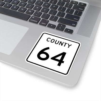 County 64 square (Minnesota) (Road Sign) STICKER Vinyl Kiss-Cut Decal