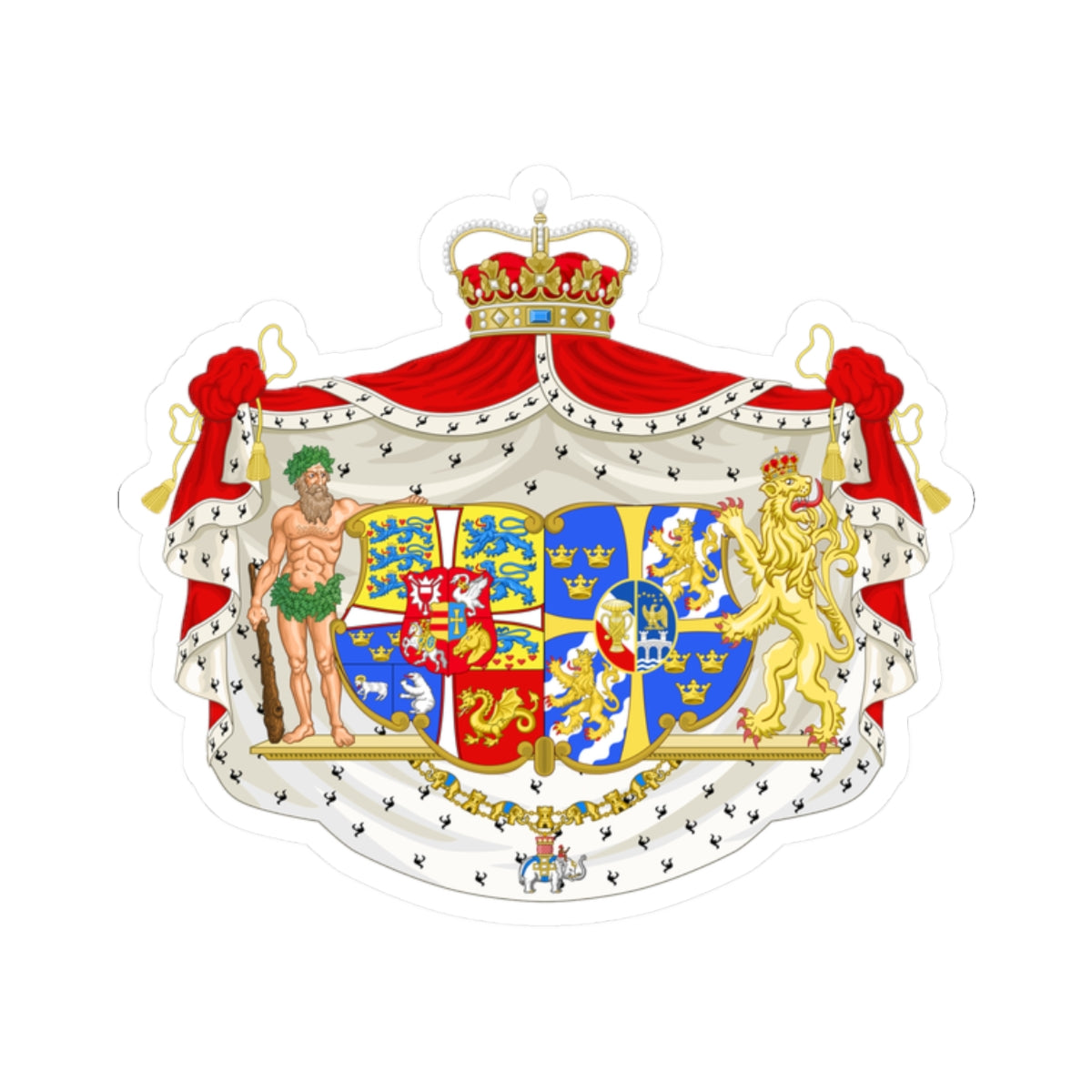 Armoiries de la Princesse Marguerite du Danemark (Denmark) (Coat of Arms) STICKER Vinyl Kiss-Cut Decal