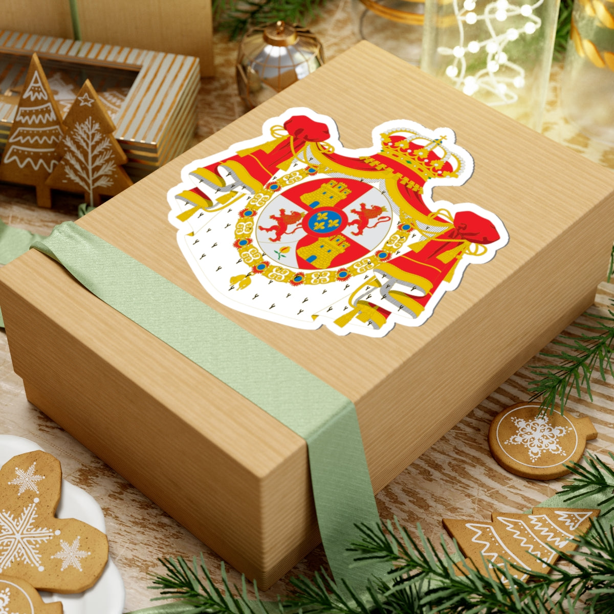 Armas abreviadas del rey de España antes de 1868 manto y toisón (Spain) (Coat of Arms) STICKER Vinyl Kiss-Cut Decal