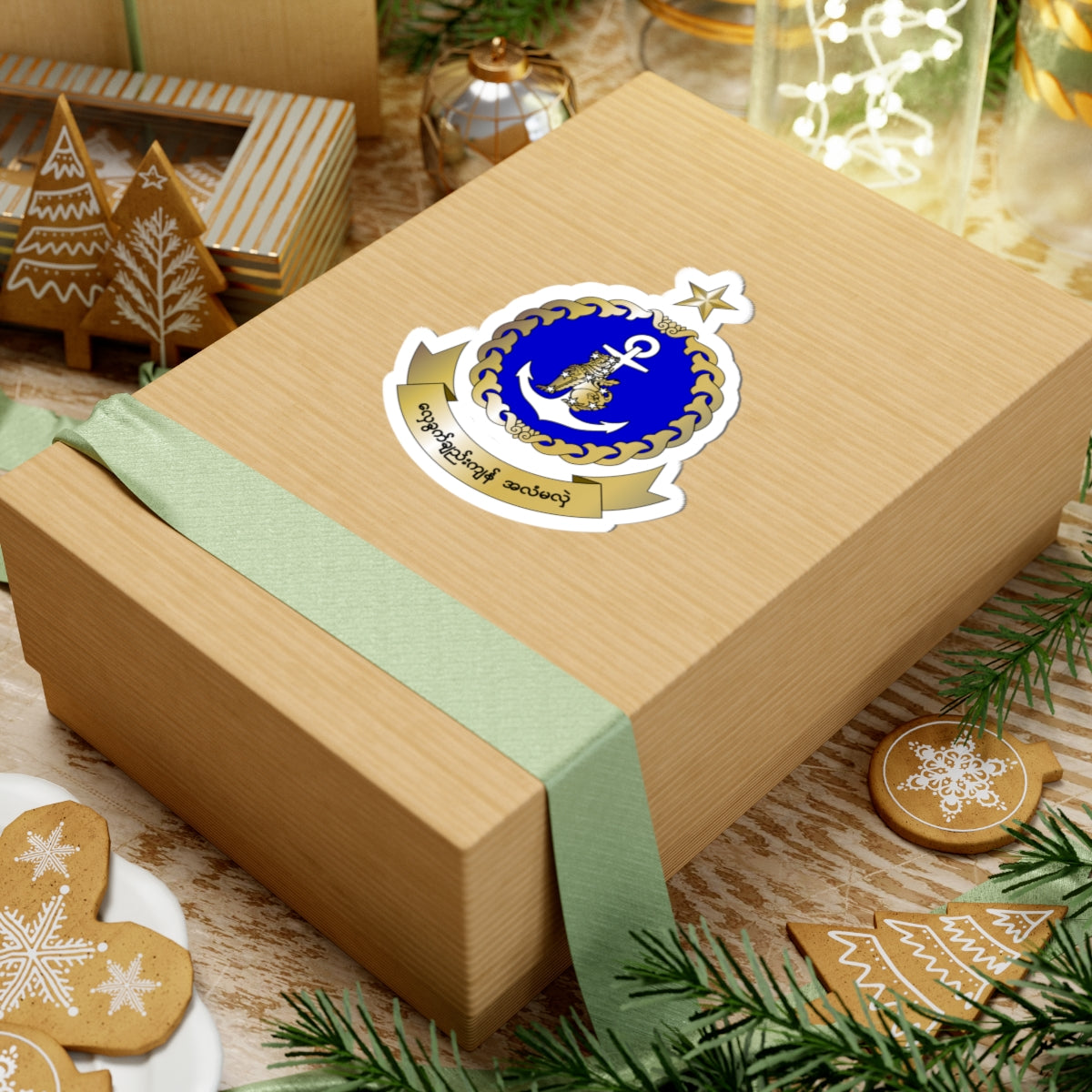 Badge of the Myanmar Navy (Myanmar) (Coat of Arms) STICKER Vinyl Kiss-Cut Decal