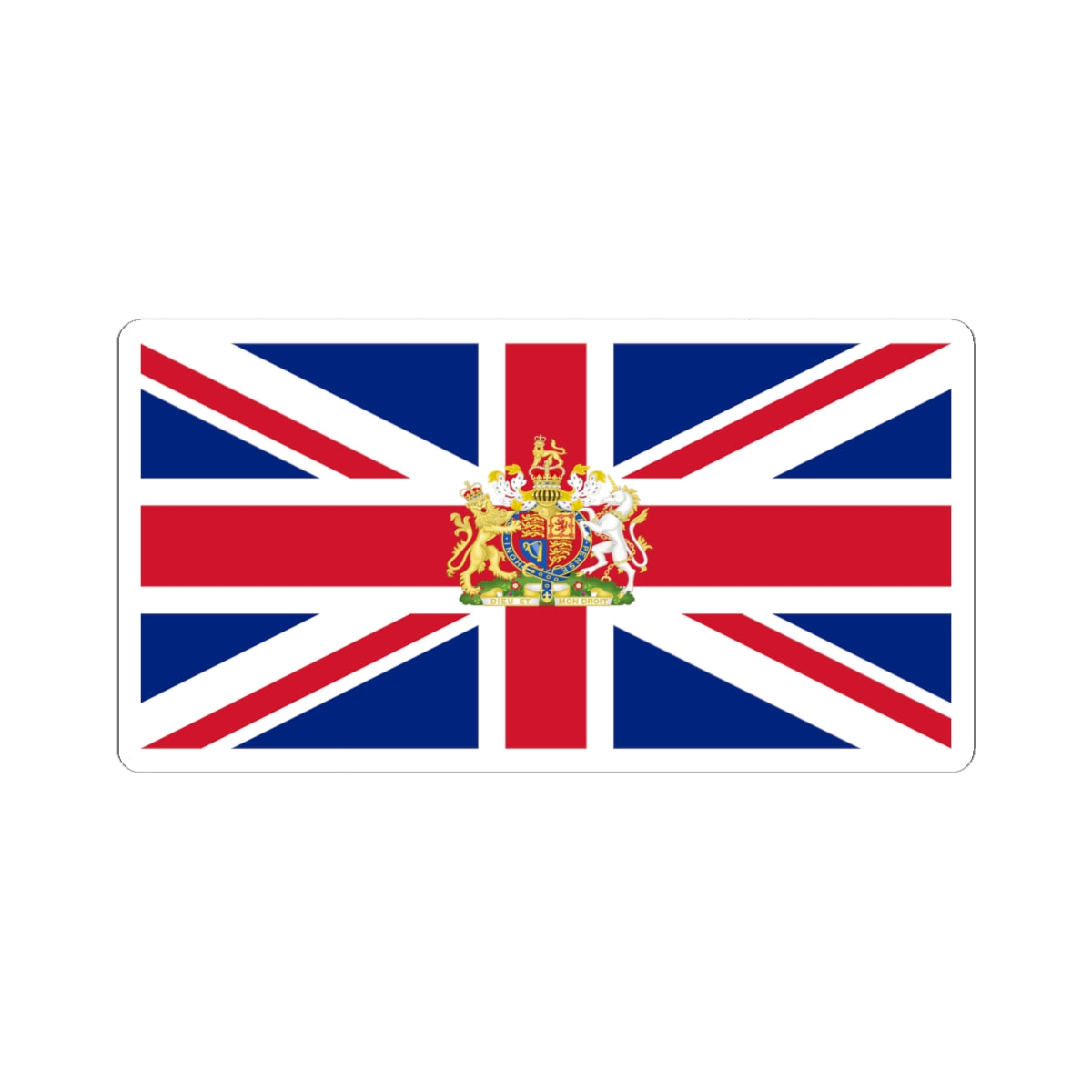 Flag of the United Kingdom defaced with coat of arms (United Kingdom) STICKER Vinyl Kiss-Cut Decal