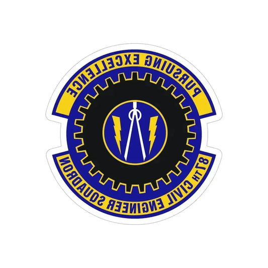 87th Civil Engineer Squadron (U.S. Air Force) REVERSE PRINT Transparent Die-Cut STICKER 6 Inch Die-Cut Transparent - The Sticker Space