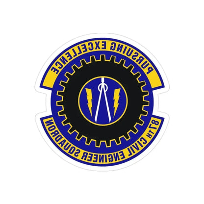 87th Civil Engineer Squadron (U.S. Air Force) REVERSE PRINT Transparent Die-Cut STICKER - The Sticker Space