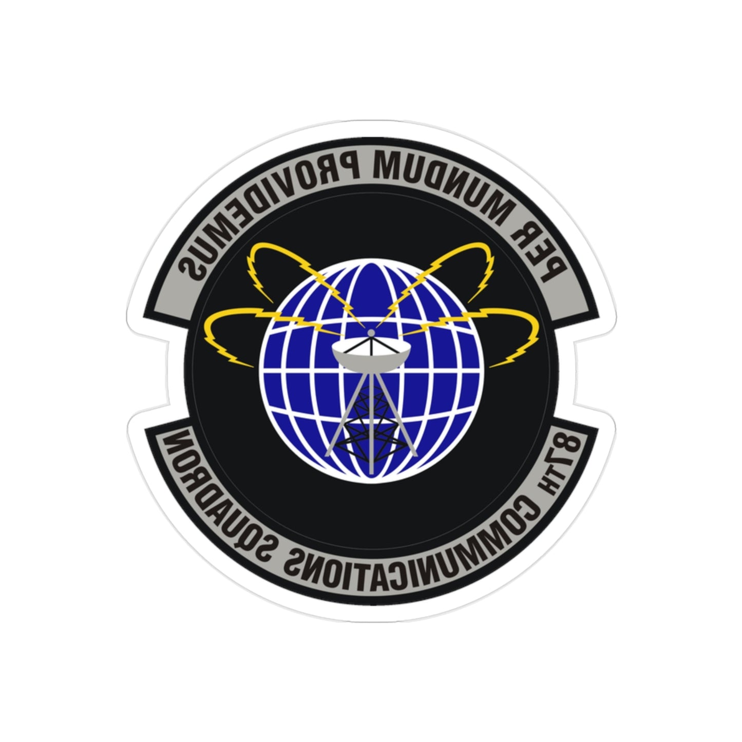 87th Communications Squadron (U.S. Air Force) REVERSE PRINT Transparent STICKER-2" × 2"-The Sticker Space