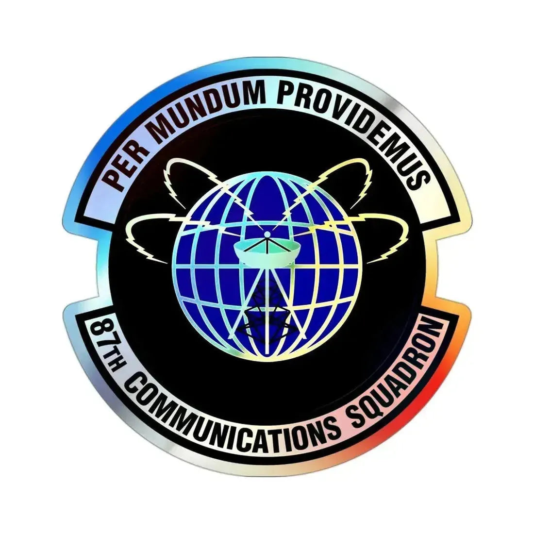 87th Communications Squadron (U.S. Air Force) Holographic STICKER Die-Cut Vinyl Decal 3 Inch Holographic - The Sticker Space