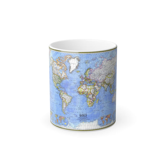 World Map - The Political World (1975) (Map) Color Changing Mug 11oz-11oz-The Sticker Space