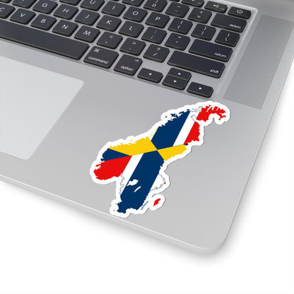 Flag-map of Sweden-Norway (Norway) STICKER Vinyl Kiss-Cut Decal