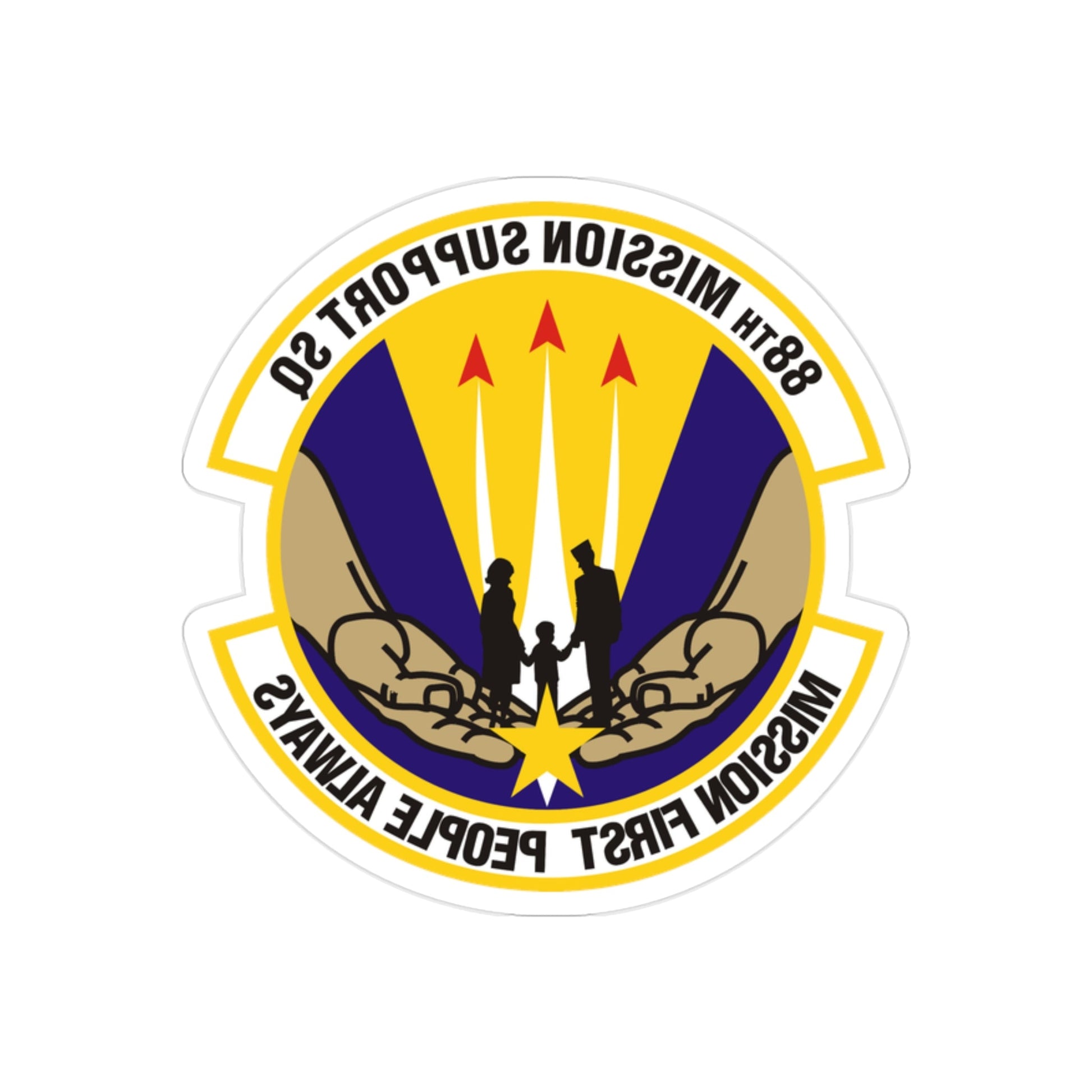 88th Mission Support Squadron (U.S. Air Force) REVERSE PRINT Transparent STICKER-2" × 2"-The Sticker Space